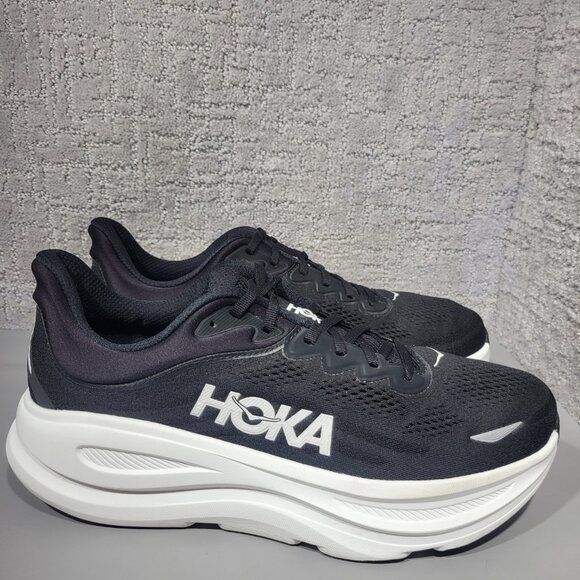 Hoka One One Bondi 9 Men's Size US 12D Black White Athletic Running Sneakers. - Picture 2 of 15